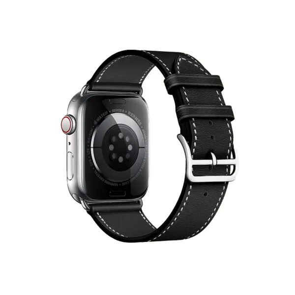 Pulseira Couro Fecho Magnético Para Apple Watch Série 7 45mm Cor Black